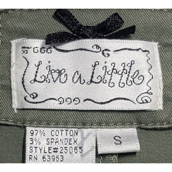 Live A Little Army Green 2 Button Ruffled Sleeves Blazer Small Lightweight Soft - Picture 4 of 5